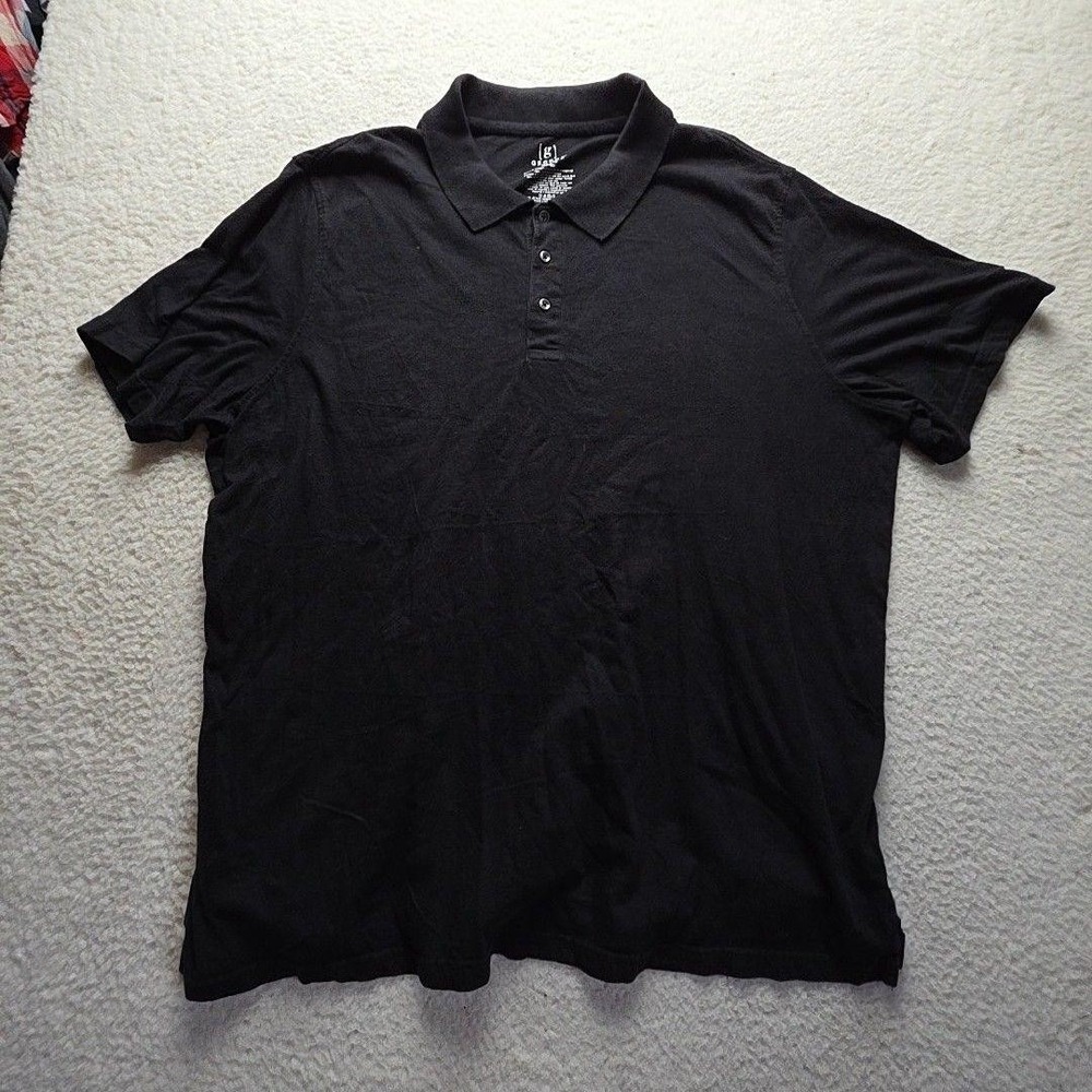 George Polo Shirt Mens 3XL Black Solid 100% Cotton Knit Short Sleeve Casual Top